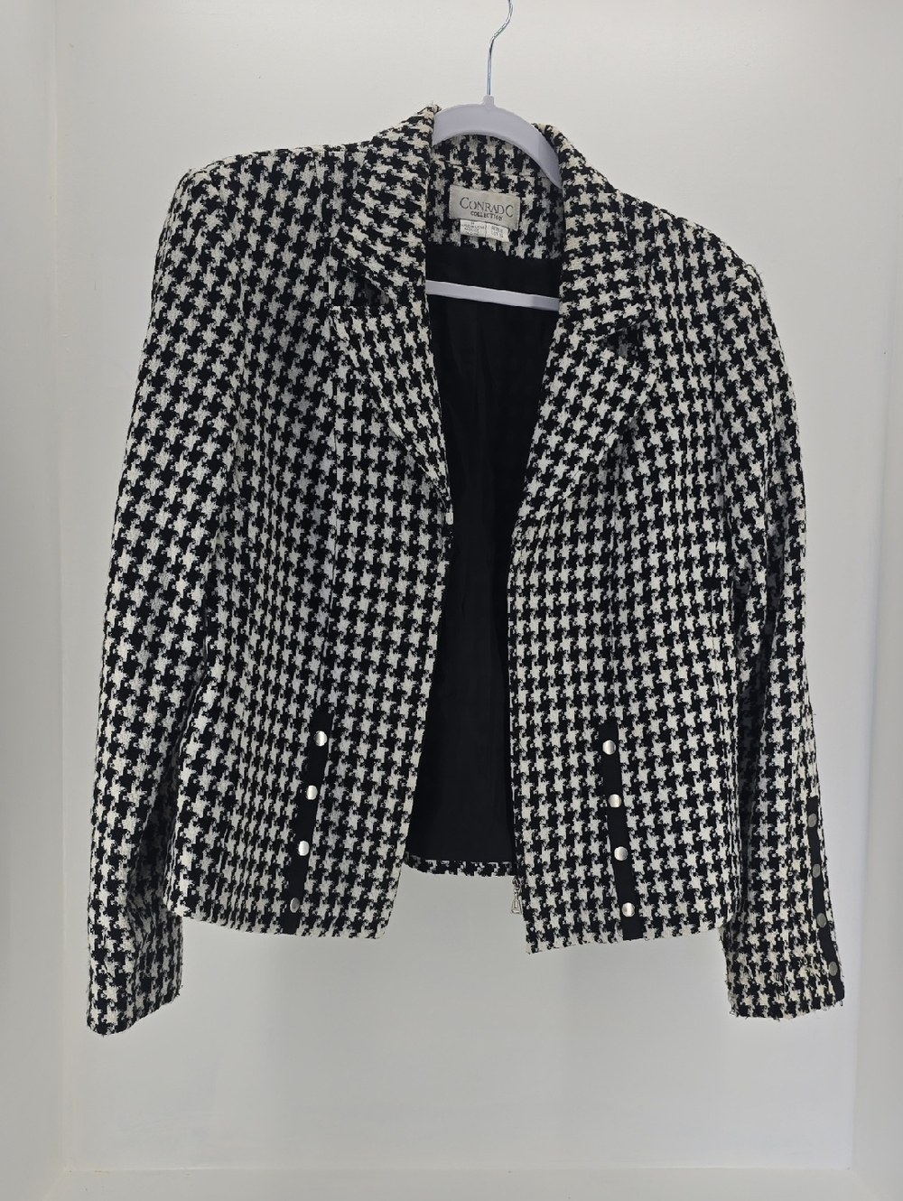 CONRADO Black & White Houndstooth Tweed Blazer